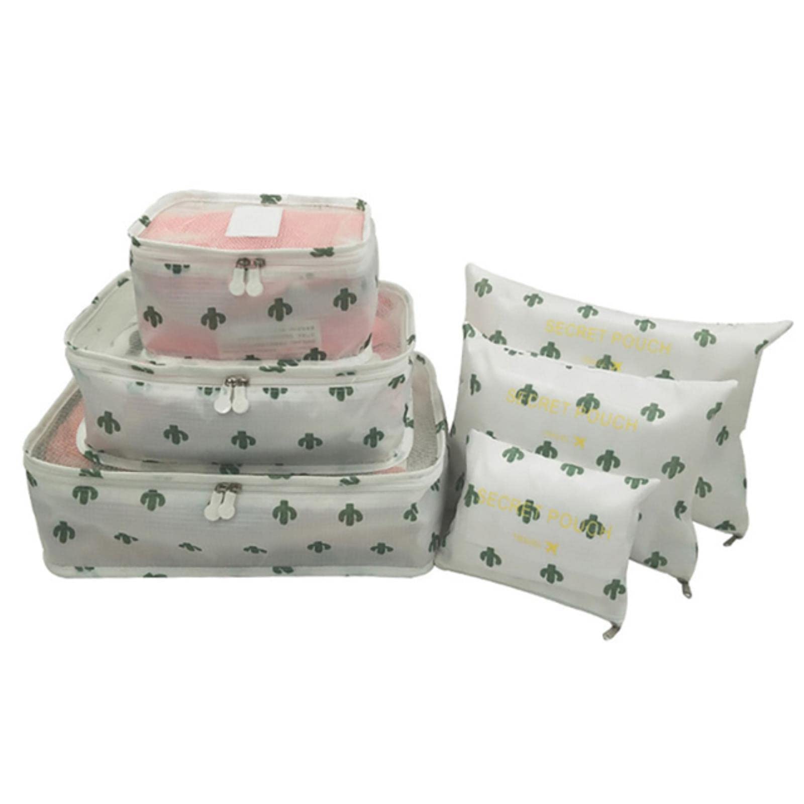 6 szt. Organizator podróży Torby do przechowywania Przenośny organizer do bagażu Wodoodporne ubrania Tidy Bag Walizka Pakowanie Cube Case-Cactus
