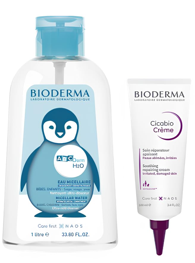 ABCderm H2O 1L + CICABIO Krem leczniczy 100 ML | Delikatnie oczyszcza | Uspokaja podrażnienia | Łagodzi i łagodzi uczucie dyskomfortu | Szanuje równowagę skóry