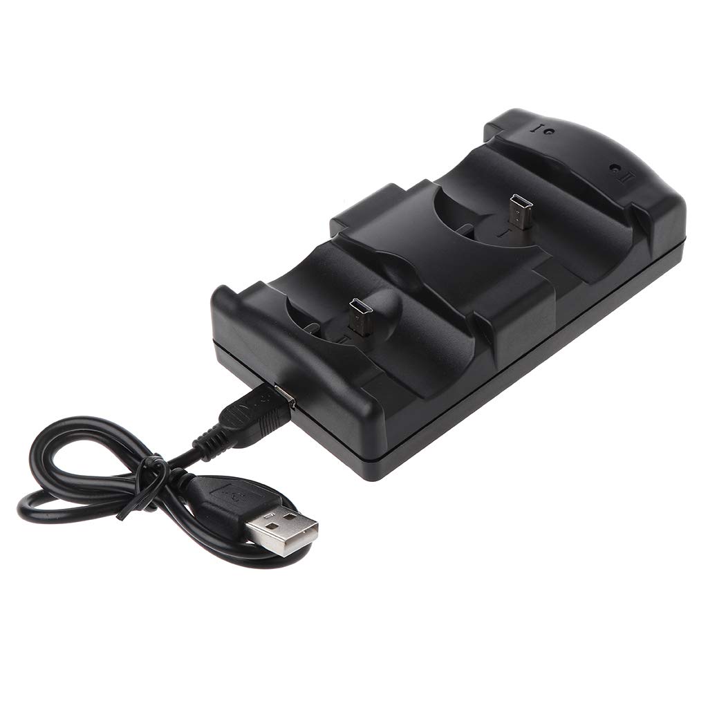 ERUYN Noir Universal USB Alimenté Double Double Chargeur Dock Stand Station de Charge pour PS3 Move Manette sans Fil Noir