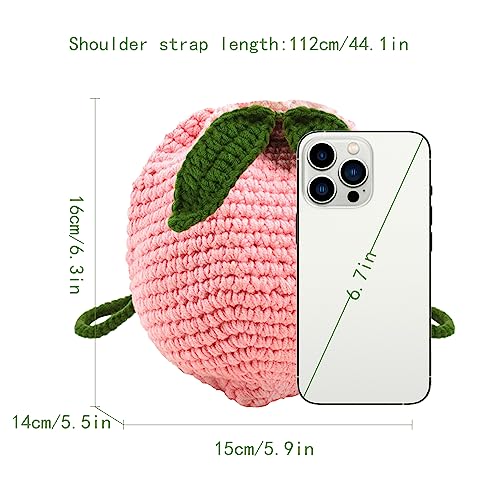 Image of Minache Women Mini Fruit Knitting yarn Crochet Crossbody Shoulder Bag Coin Purse