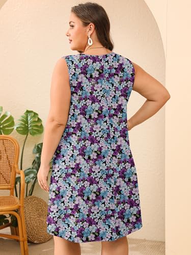 Image of AusLook Plus Size Womens Summer Dresses 2025 V Neck Sleeveless Sundresses with Pockets Beach Vacation Clothes