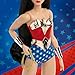 Barbie Signature Doll, Wonder Woman Collectible with Doll Stand in Red and Blue Tank Suit with Golden Accessories Like Lasso, Headpiece and Belt