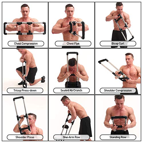 GOFITNESS Push Down Machine - Portable Gym Equipment for Exercise at Home, Office or Travel - Upper Body Workout: Build Muscle, Strength Exercises