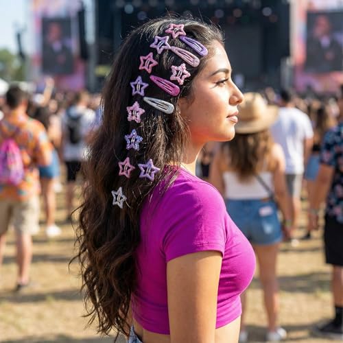 22 piezas de clips para el cabello Star, pinzas metálicas antideslizantes en varios colores para niñas y mujeres miniatura 3