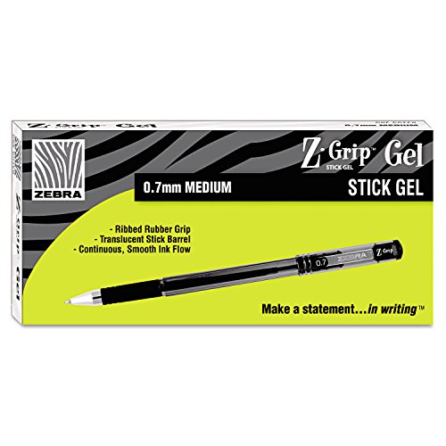 Bolígrafo Zebra Z-Grip Gel tinta negra mediano docena miniatura 3