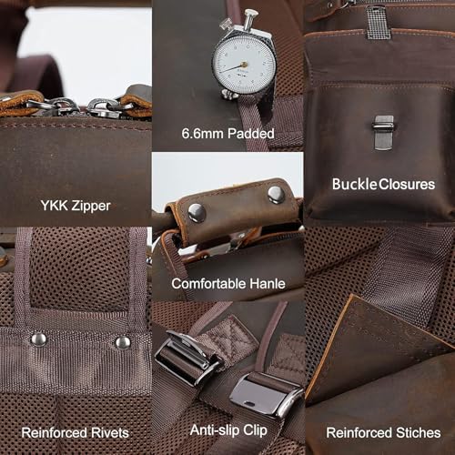 Image of Masa Kawa Leather 15.6 inch Laptop Backpack for Men Work Travel College Daypack