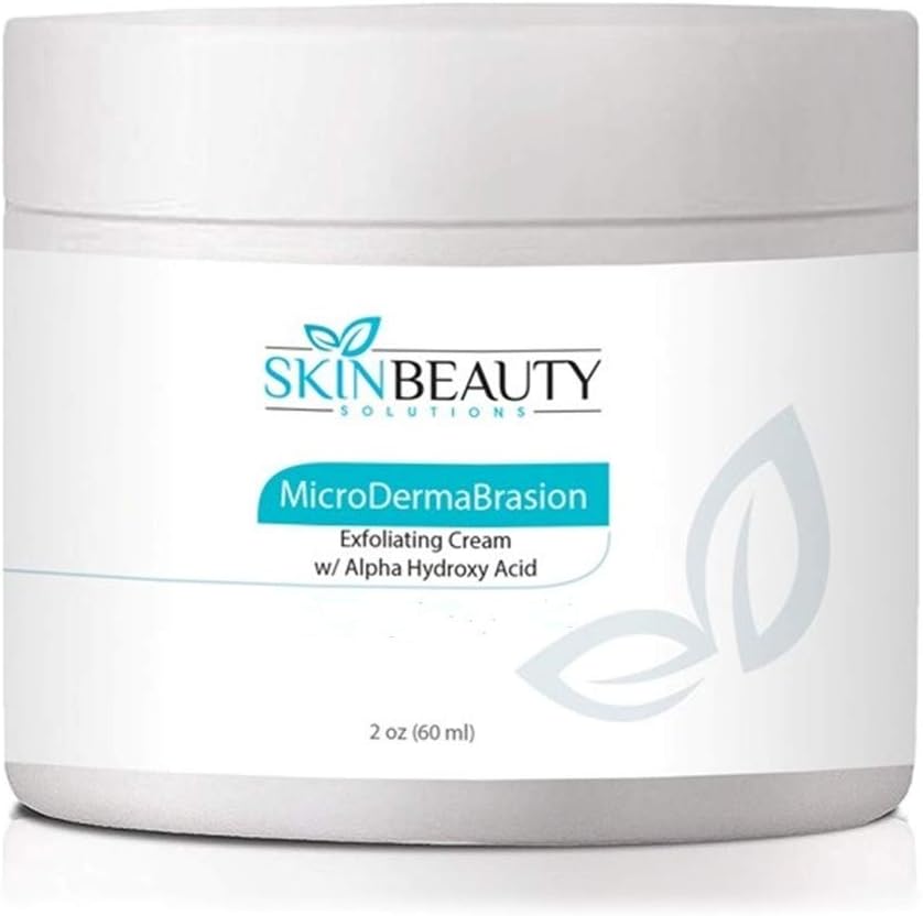 Skin Beauty Solutions 2 Oz Micro Dermabrasion Cream With Glycolic Acid & Microdermabrasion Aluminum Oxide Crystals, Pure White Micro Derma Brasion Crystals-Acne Wrinkles, Dull Skin, Blackheads