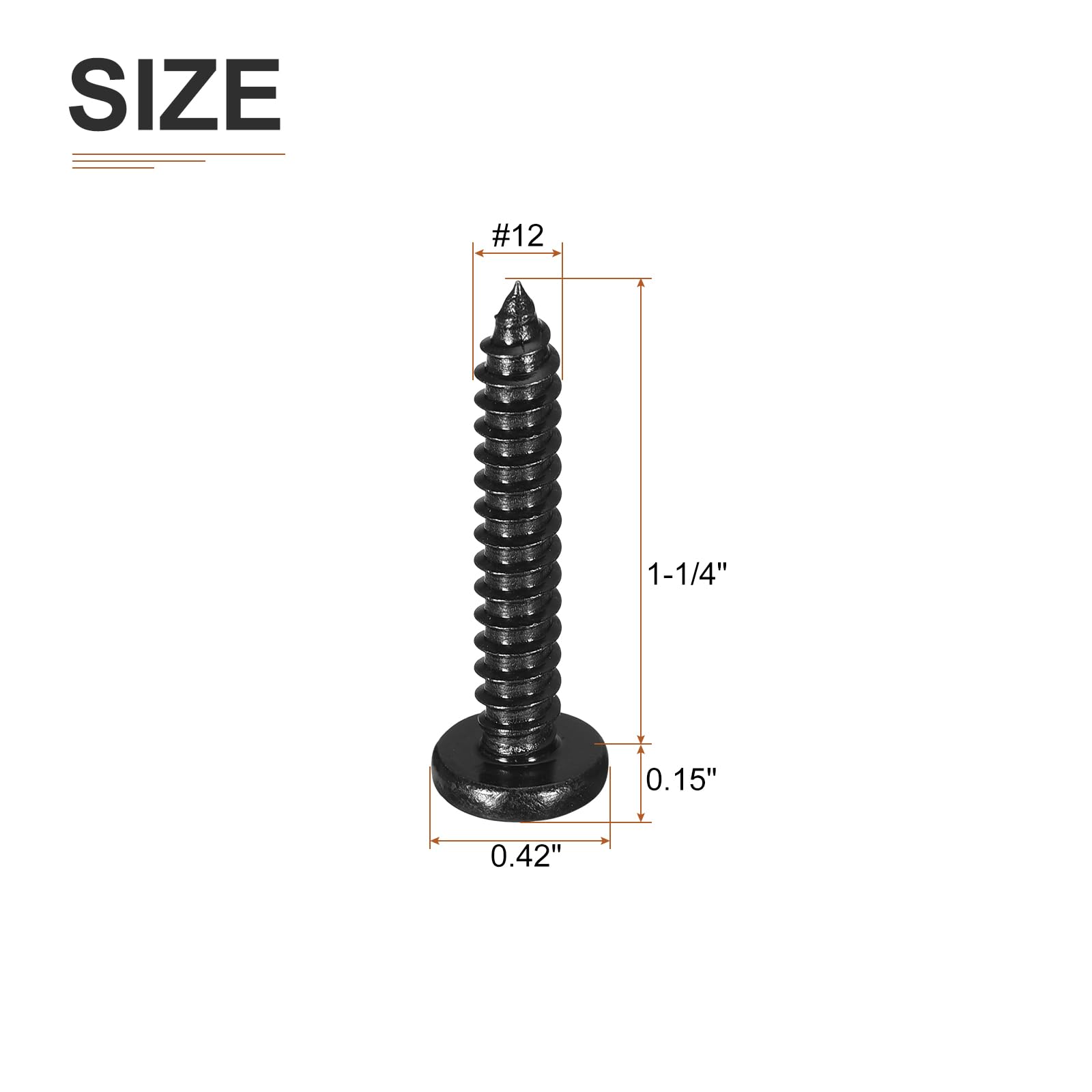 DTGN #12x1-1/4" Phillips Pan Head Self-tapping Screw - 50Pack - Black Oxide 304 Stainless Steel Sheet Metal Screws Wood Screws - Image 2