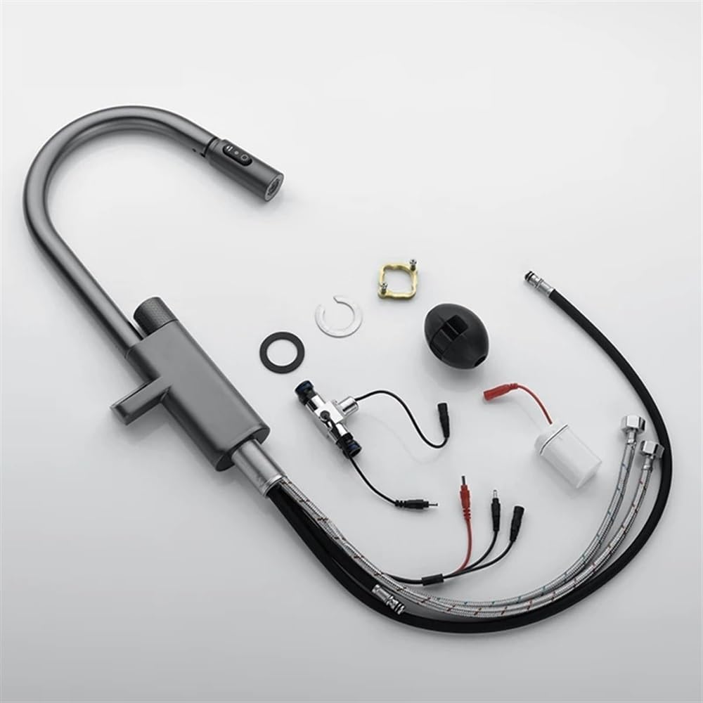 Bateria kuchenna z wyciąganą wylewką, bateria zlewozmywakowa z funkcją Smart Touch i 3-trybowym wyświetlaczem cyfrowym, bateria zlewozmywakowa z mieszaczem do wody zimnej,