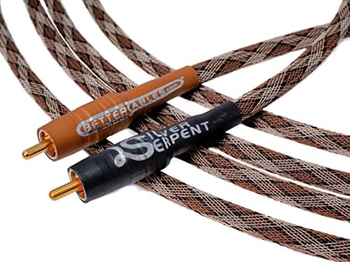 BETTERCABLES.COM 1.5 Feet Better Cables Silver Serpent Snake Edition Brown/White RCA Audio Interconnect Cables - Stereo Pair (2 Cables) High-End, High-Performance, Premium Hi-Fi Audio