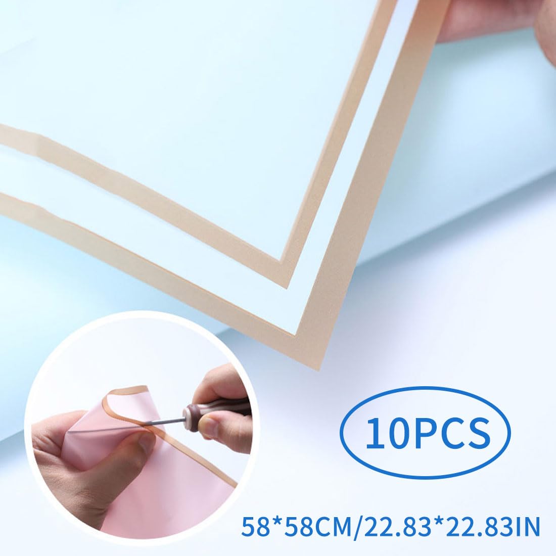 Carta Da Imballaggio 10 Fogli 58x58 Cm - Multicolore Per Regali, Fiori E Artigianato - Foto 10