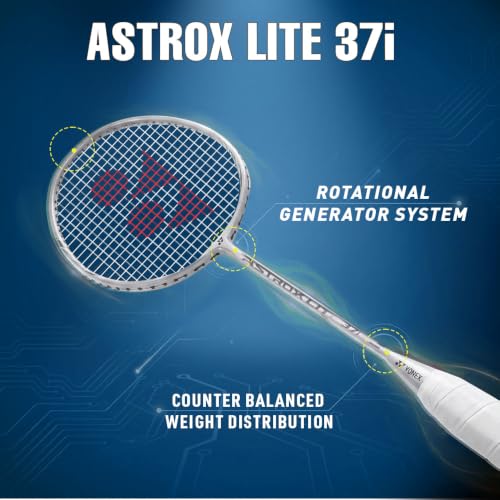 Image of Yonex Graphite Strung Badminton Racquet Astrox Lite 37i (G4, 77 Grams, 30 lbs Tension, Off White)