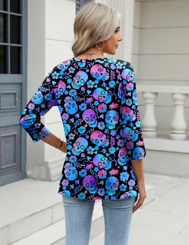 Image of Zeagoo Womens Halloween Shirt 3 /4 Sleeve Tops Casual Fall Tshirts 2026 Outfits