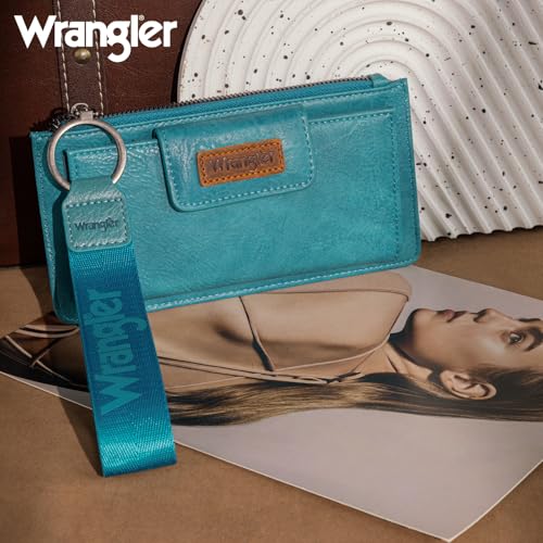 Image of Montana West X Wrangler Wallet for Women Ladies Female Card Cases & Money Organizers Wristlet with Wallet Large Clutch with Coin Purse Smooth Zipper and Rfid Lining