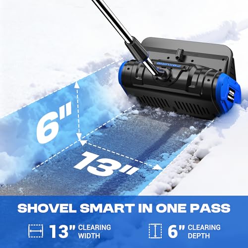 40V Electric Cordless Snow Shovel, 13 Inch Brushless Snow Blower with 2×4.0Ah Batteries & Fast Charger, 25FT Throw Distance Snow Shovel for Driveway, Patio, Deck, Walkway - Image 2