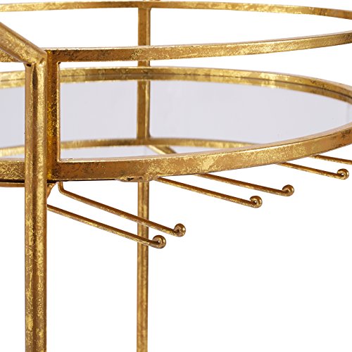 Linon Round Metal And Mirror Bar Cart In Gold #TOP3