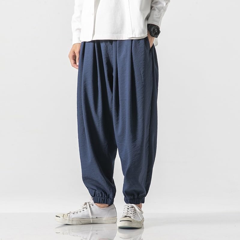 Summer Plus Size Chinese Style Cotton-Linen Ice Silk Harem Pants - Japanese Style Wide-Legged Trousers2