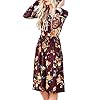 ZESICA-Womens-Long-Sleeve-Floral-Pockets-Casual-Swing-Pleated-T-Shirt-Dress ZESICA Women's Long Sleeve Floral Pockets Casual Swing Pleated T-shirt Dress,Small,Burgundy Burgundy Small