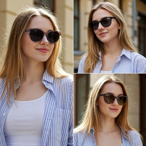 Myiaur Polarized Sunglasses for Women, Trendy Cat Eye Sun Glasses UV400 Protection Classic Retro Shade 2 Pack3