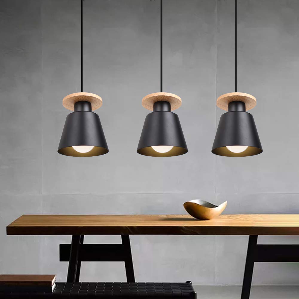 Lampa wisząca, industrialna, minimalistyczna lampa sufitowa w stylu vintage, 3-punktowa, gwint E27, żyrandol, czarna, do kuchni, restauracji, sypialni, baru (bez żarówki)