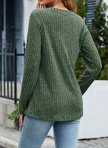 Image of Dimur Sweaters for Women Trendy 2025 Long Sleeve Shirts Ligheweight Sweatshirt Loose Fit Tunic Tops