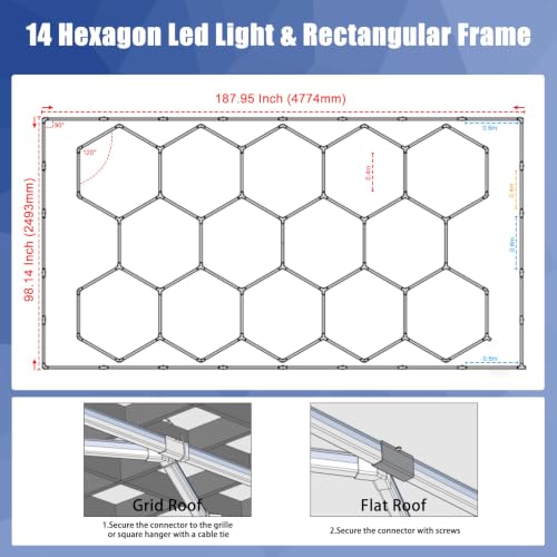 Dimmable Hexagon Garage Lights, 3 Color Temperature 6500K/4500K/3000K - image 7
