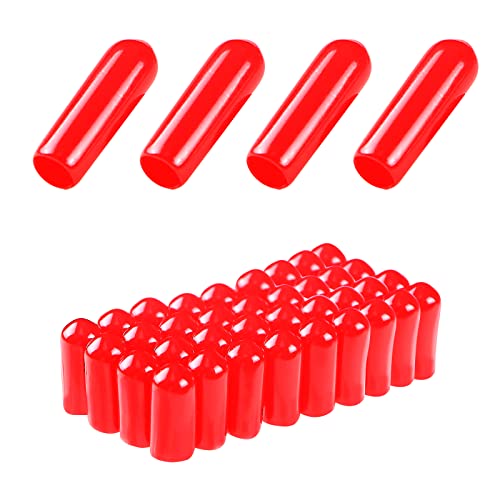 Rubber Round End Cap Cover 3/25 Inch (3 mm) Screw Thread Protectors PVC Flexible Tubing Pipe Protective Bolt Screw Thread Protector Safety Cover | for Pipe Post Tubing Rod Cover 50 Pcs (Red)