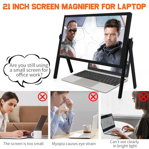 Image of 21 inch Screen Magnifier for Laptop ,3D HD Screen Expanders for Movies, Videos, and Gaming, Screen Enlarger with Adjustable Angle Design Amplifier Desktop Magnifying for Seniors Reading (Black)