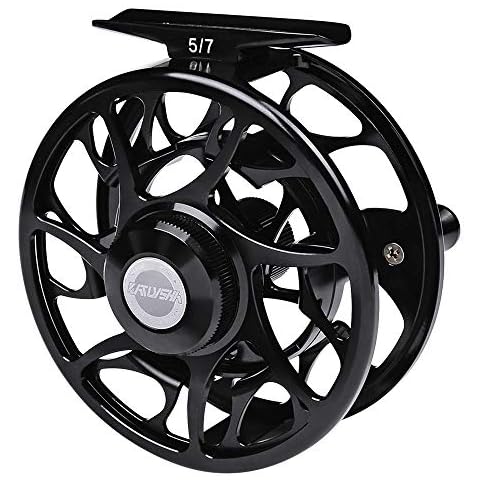 PROBEROS Fly Fishing Reel Fly Reels, CNC Machined Aluminum Alloy Body Large Arbor Spool, 9/10 Weight,Black Cover
