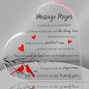 Marriage Prayer Wedding Anniversary Acrylic Heart Gift for Couple Marriage Gifts Heart Marriage Keepsake Decoration…