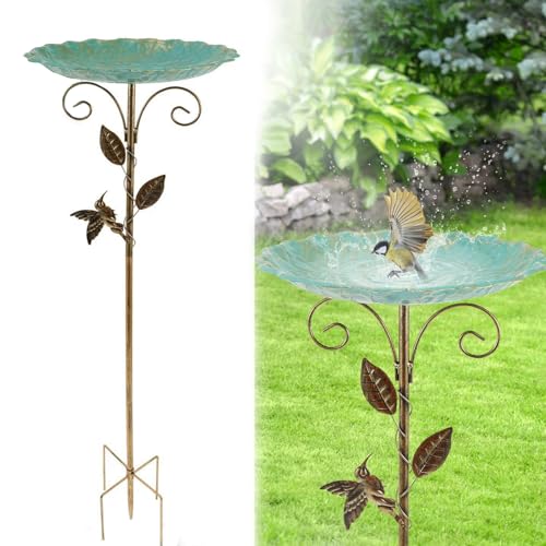 30In Vintage Bird Bath for Garden, Bird Baths Feeder Bowl, Freestanding Birdbaths and Supports,for Outdoors Garden Patio Yard Lawn Birds Supplies