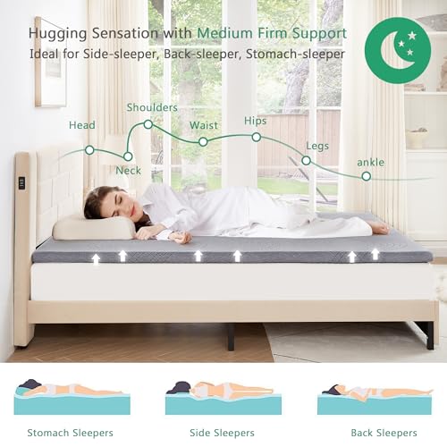 VECELO Gel Infused Memory Foam Mattress Topper California King Size, 2 Inch Fresh Cooling Mattress Pad with Washable Cover, Pain Pressure Relieve Bed Topper, Breathable, Comfort