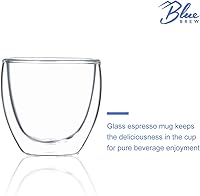 Vista 2 de BLUE BREW Vasos Expresso Shots de 2.5 onzas, vasos de café de vidrio aislado de doble pared, juego de 2, vasos de café aptos para microondas