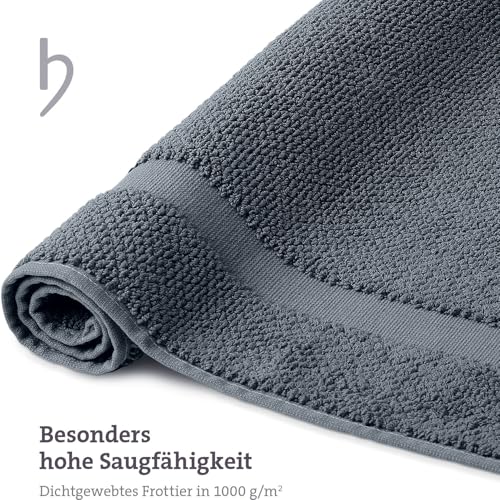 herzbach home Badvorleger 100% Baumwolle | Duschvorleger | 1.000 g/m² | Saugfähig | Waschbar (Anthrazit, 60 x 100 cm)