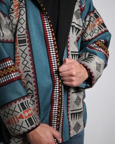 Sadu Jacket for Men & Women Handwoven Jordanian Heritage Design Unisex Wool Cotton Blend Fabric, Lightweight, Comfortable, Full Zipper Cultural Fashion and Unique Traditional Padded & Hooded 2XL Size4