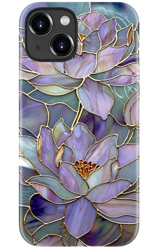 Image of Goodon for iPhone 14 Case /iPhone 13 Case Cute - Wireless Charging Compatible - Dual-Layer Hard Shell + Silicone Cover - Protective Trendy Phone Case for Women - Abstract Lotus