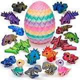 CHolic 18 pcs 3D Printed Dinosaur Animals Set with Egg, Animals 3D Printed Toys Cute Articulated Flexible Figurines Fidget Toys for Party Favors Birthday Gifts Desk Pets Christmas Decor