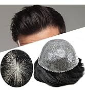 LYRICAL HAIR Men Replacement Toupee Systems Thin Skin Full PU Injection Mens Wig Units Black Colo...