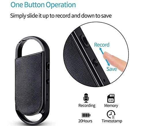 Image of Black Hidden Keychain Voice Recorder, Voice Activated Recorder with Triple Noise Reduction, Small Audio Recorder for Lecture, Interview, Meeting - Portable Sound Audio Professional with MP3 Player Listen (8GB USB Voice Recorder)