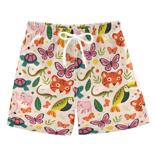 Boys Swim Trunks Quick Dry UPF 50+ Beach Board Shorts Kids Bathing Suits Swimsuit 2T Tigers Butterfly Tortoise