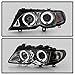 ACANII - For [Halogen Model Only] 2002-2005 BMW E46 Sedan 3-Series LED Halo Smoked Lens Projector Headlights Headlamps