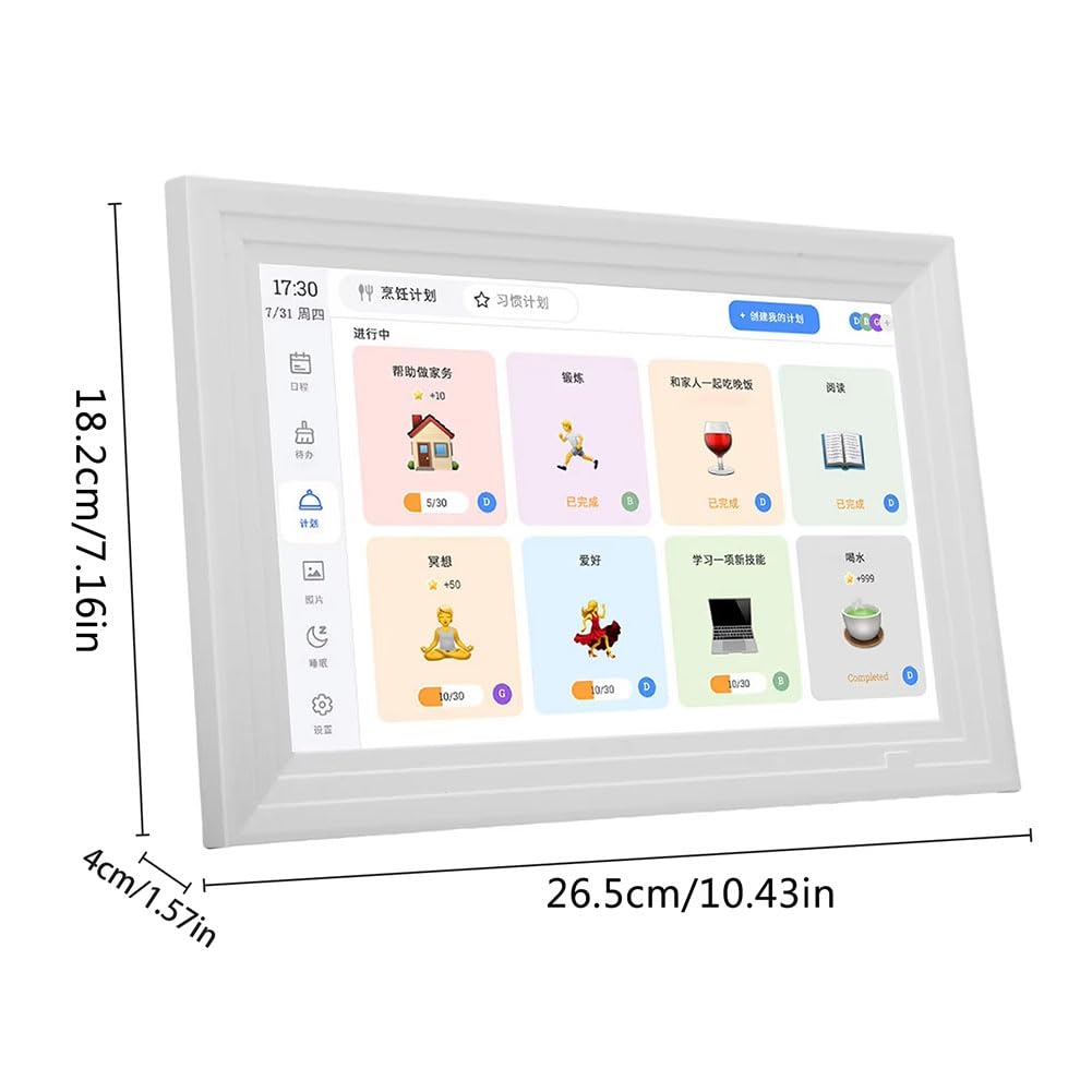 Calendario Digitale per Le Faccende Domestiche, Schermo LCD IPS da 10 Pollici, Calendario da Parete per con Gestione Tramite App, Spina UE