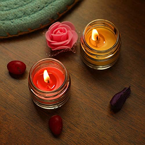 Image of Mini Jar Paraffin Wax Candles Perfect for Decoration of Dinner, Wedding Parties, Church, Spa, Restaurant, Smokeless Dripless Long Lasting(Lavender, Set of 1 - Burn Time: 6 Hr)