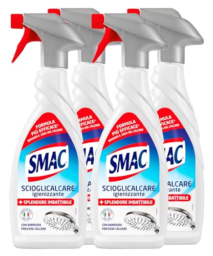 Smac Express Scioglicalcare Igienizzante Spray, Detergente Anticalcare Bagno Profumato - 4 Flaconi da 650 ml
