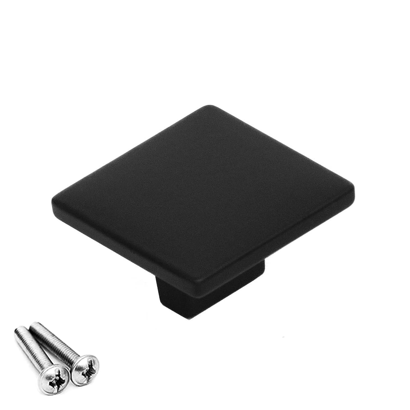 DecoranddecorSquare Knob Polished Door Pull Handle Kitchen Cupboard Cabinet Drawer (40 mm * 40 mm, Matt Black)