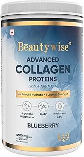 Beautywise Advanced Marine Collagen Proteins Powder with Hyaluronic Acid, Glutathione & Biotin | No Smell & Easy to Mix wi...