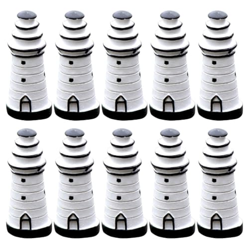 RORPOIR Miniature Lighthouse Ornament 1.57 Inch Resin Figurine Nautical Coastal Home Decor Accent for Table Windowsill Garden Eco Bottle Decoration