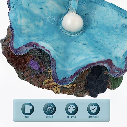 ULTECHNOVO Aquarium Air Stone Shell Ornament with Oxygenated Bubble Effect 3.54X2.76X2.95In Fish Tank Decor for Underwater Landscape and Aquatic Environment - Image 3