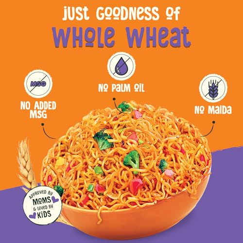 Image of WickedGud Whole Wheat Masala & Schezwan Noodles | No Maida | No Palm Oil | Source of Protein | 240 g Each (Pack of 2, Total 480 g)