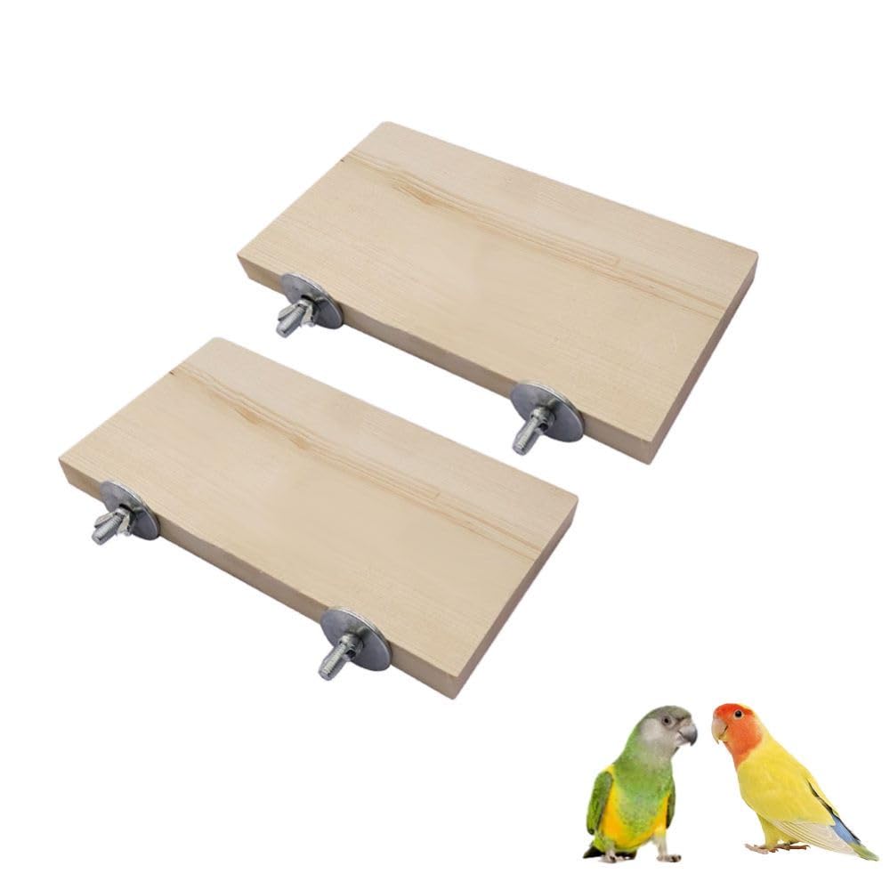 2PCS Bird Platform Flat Wooden Stand Pet Platform Climbing Platform Bird Cage Accessories for Small Animals Parakeets Budgies Chinchilla Hamster Rat Mouse Parrot